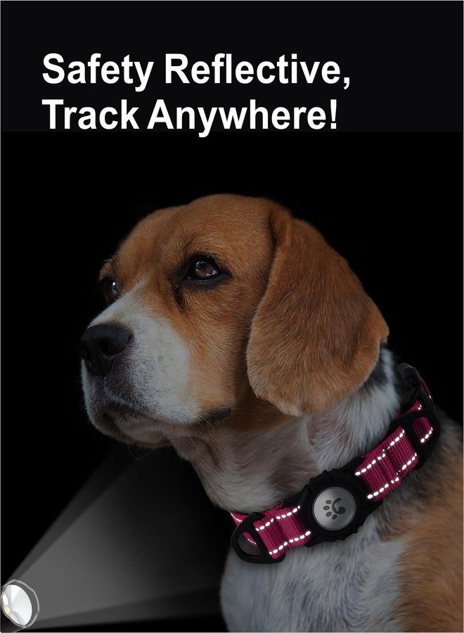 TagME Airtag Dog Collar,Waterproof Reflective Pet Collar with Airtag Holder,Soft Padded and Double D-Rings for Medium Dogs,Hot Pink - Image 3
